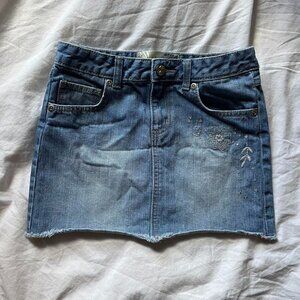 Vintage Embellished Mini Denim Skirt